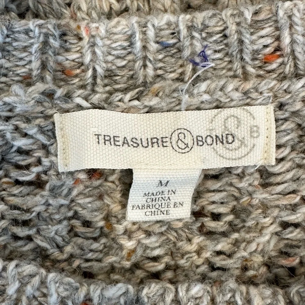 Treasure & Bond CabinCore Cable Knit Wool blend crew neck sweater size Medium